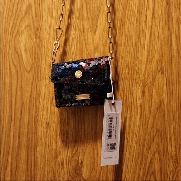 Hammitt Montana Pendant, Mosaic Mood Sequin Clutch wallet with Gold Chain -NWT